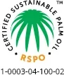 Selo RSPO de óleo de palma sustentável certificado, licença 1-0003-04-100-02